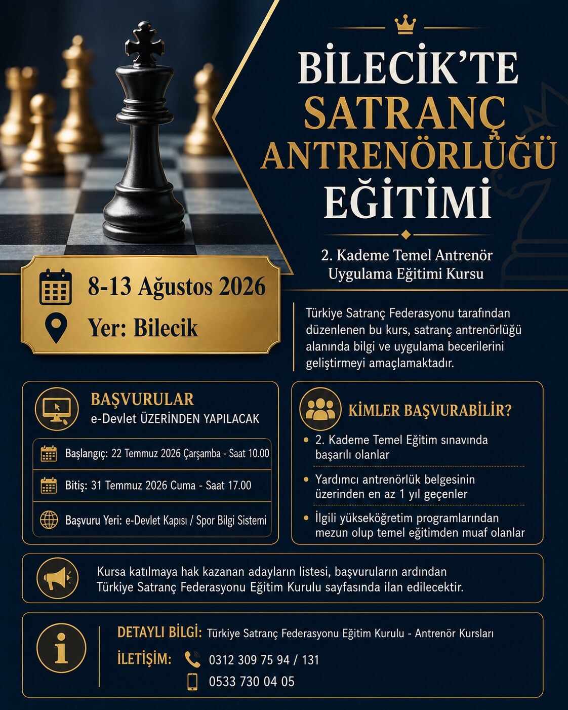 Bilecik, Türkiyenin Satranç Antrenörlerini Ağırlayacak 17256