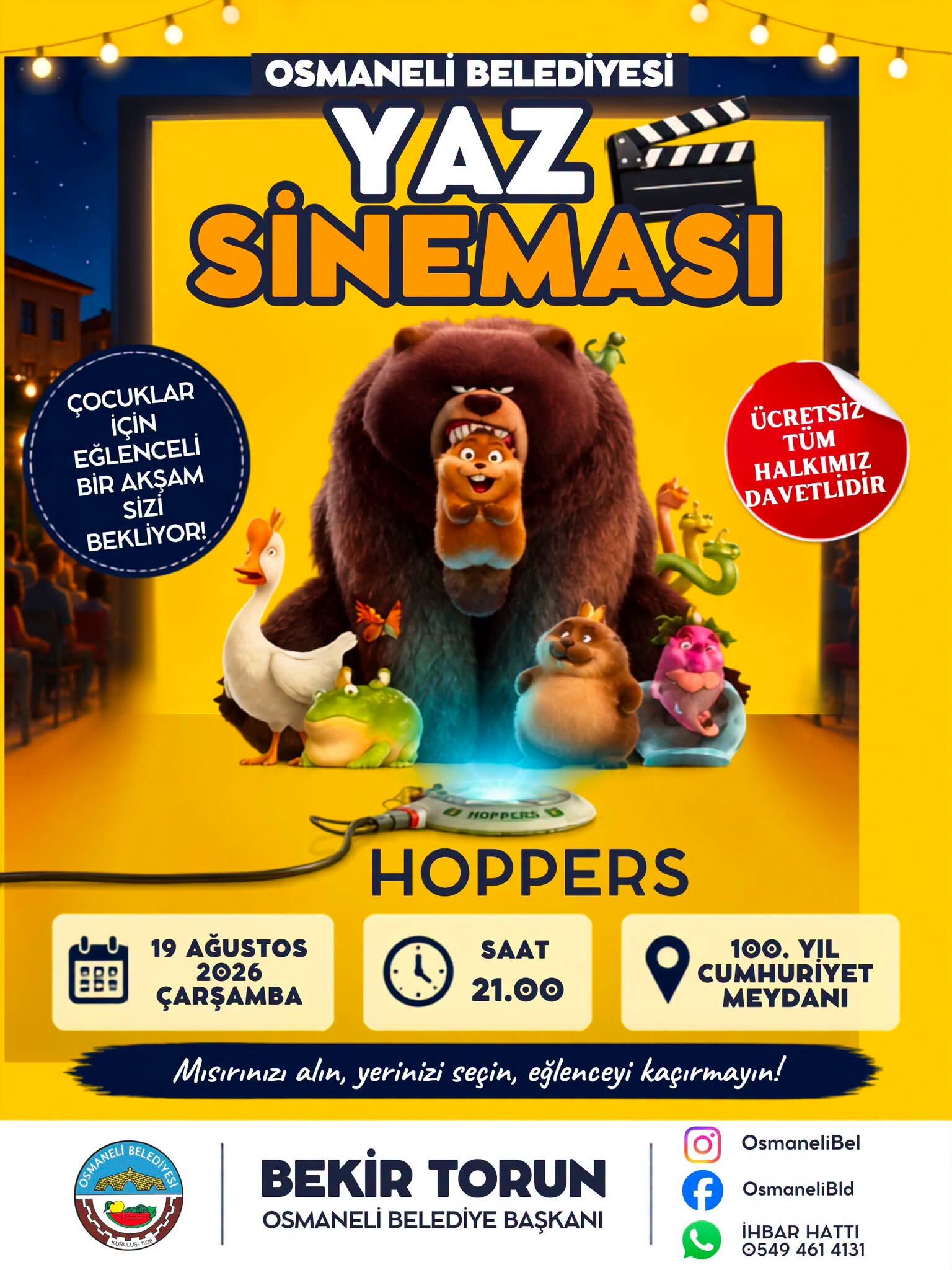 Osmaneli’de Yıldızların Altında Sinema Keyfi Hoppers Gösterilecek 18127