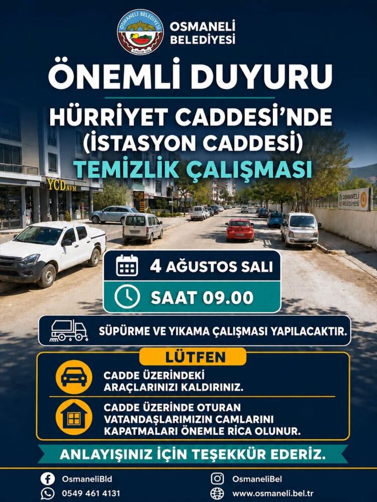 Osmaneli’nde Hürriyet Caddesi İçin Kapsamlı Temizlik Çalışması 17666