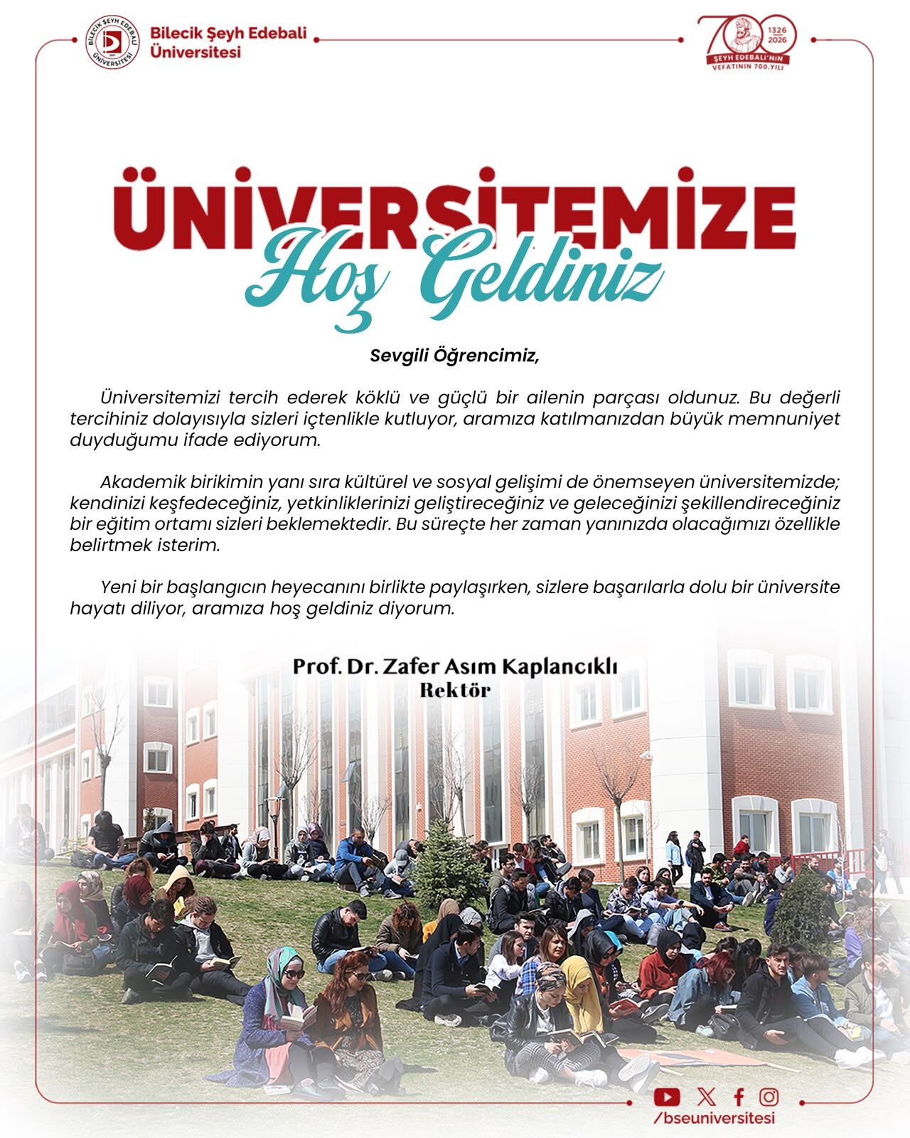 Rektör Kaplancıklı’dan Öğrencilere “Hoş Geldiniz” Mesajı 18097
