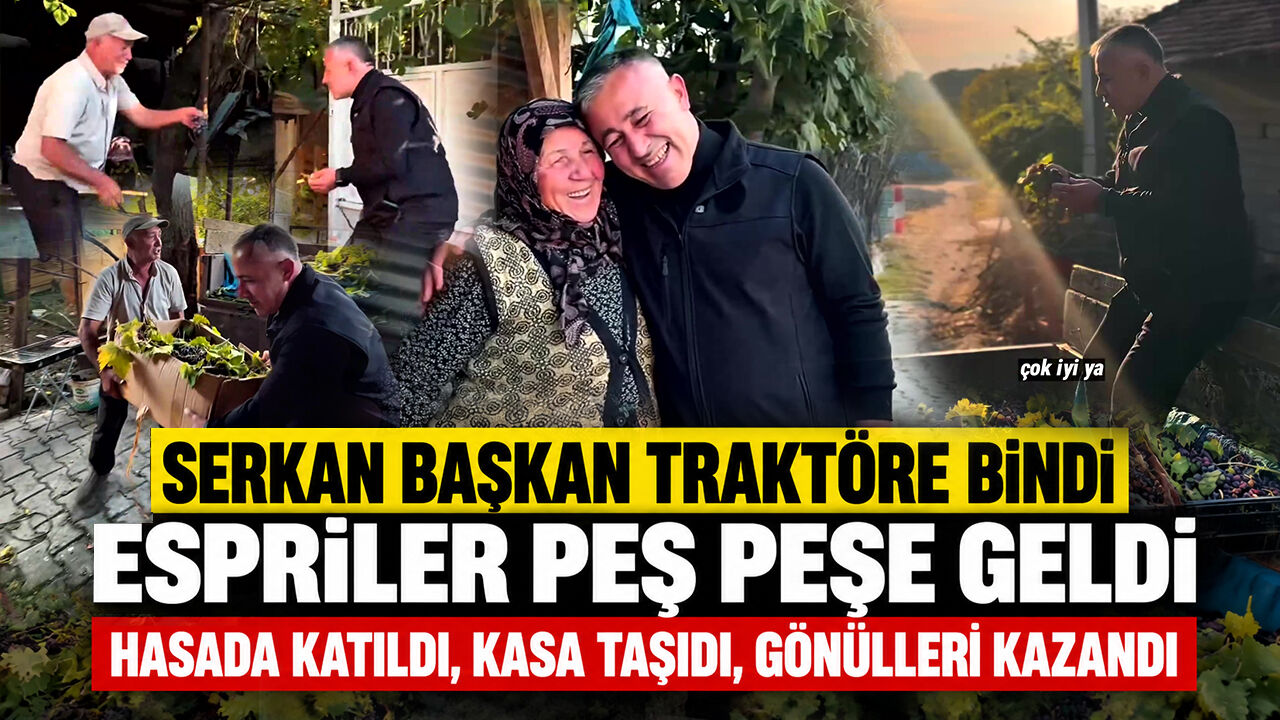 Serkan Başkan traktöre bindi, espriler peş peşe geldi