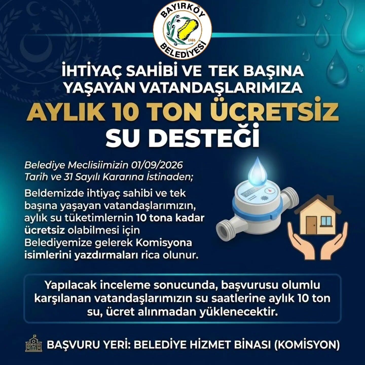 10 Ton Su İçin Ücret Alınmayacak 20141