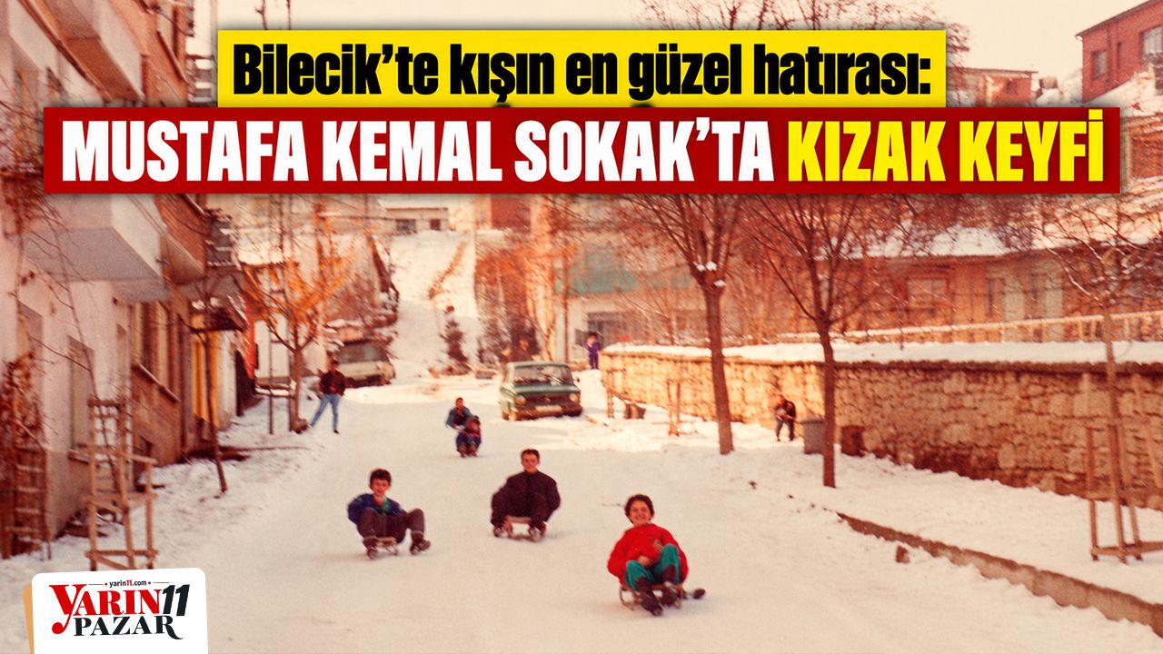 Bilecik’te kışın en güzel hatırası: Mustafa Kemal Sokak’ta kızak keyfi