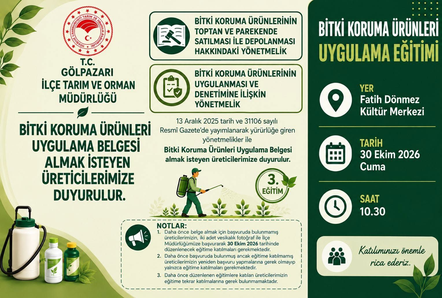 Üreticilere Bitki Koruma Eğitimi Verilecek 20586